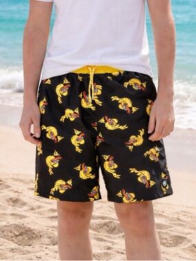 Boys Neff Fired Up Ducky Graphic Swim Shorts Size XL